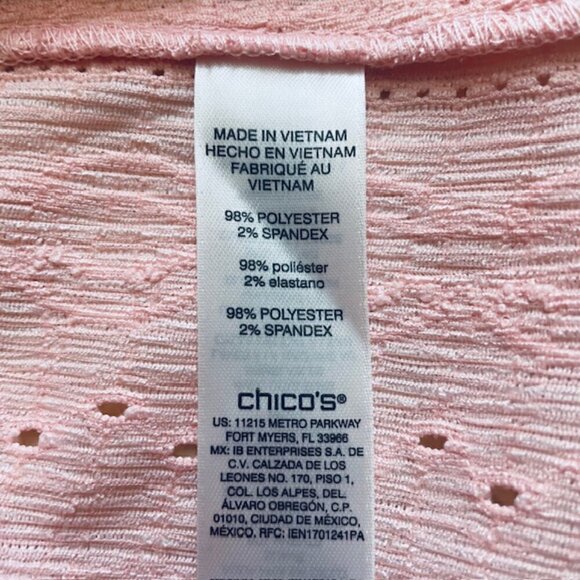 CHICO'S Eyelet Roll-Tab Sleeve Blouse - Size Large - Picture 5 of 7